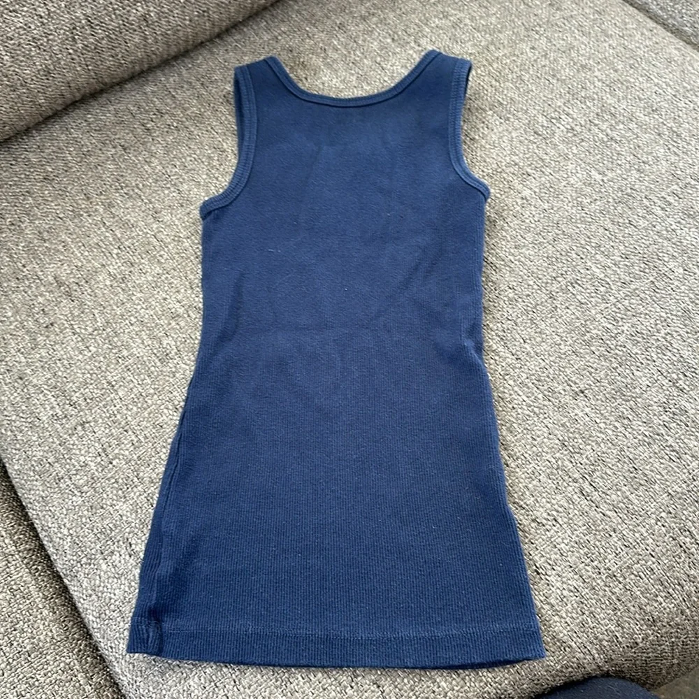 Children’s Place Girls Navy Tank Top Floral Lace Detail at Neckline Size 5